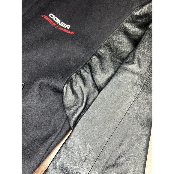 VTG 90s OGNER Motorcars Porche/Ferrari Jeff Hamilton Wool Leather Jacket - Picture 16 of 16